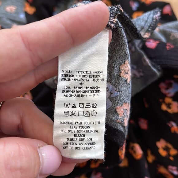 Free People L’amour Floral Printed Black Combo Romper Size 2 - Picture 6 of 6